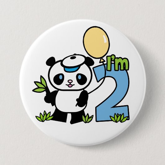 パンダボーイ2歳の誕生日 缶バッジ (正面)