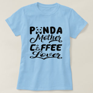 パンダマザーコーヒーラバーマおもしろいムデザイン Tシャツ