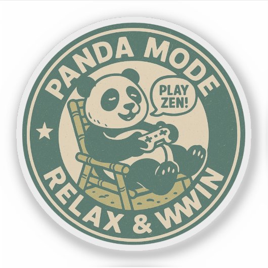 パンダモードでリラックスして勝つゲーム シール (正面)