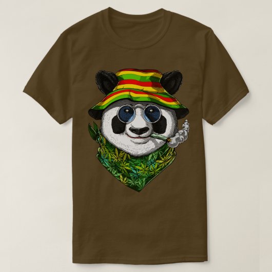 パンダラスタファリ喫煙ウィード Tシャツ (デザイン正面)