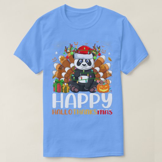 パンダラバーハロウィーンクリスマスハッピーハロサンクスサマーカス Tシャツ (デザイン正面)