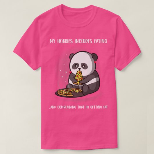 パンダラバーピおもしろいザピ食べザのパンダ Tシャツ (デザイン正面)