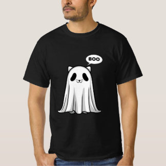 パンダ不気味猫幽霊 – かわいいハロウィンブー Tシャツ