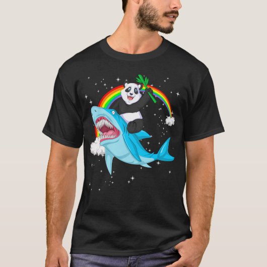 パンダ乗りサメ Tシャツ (正面)