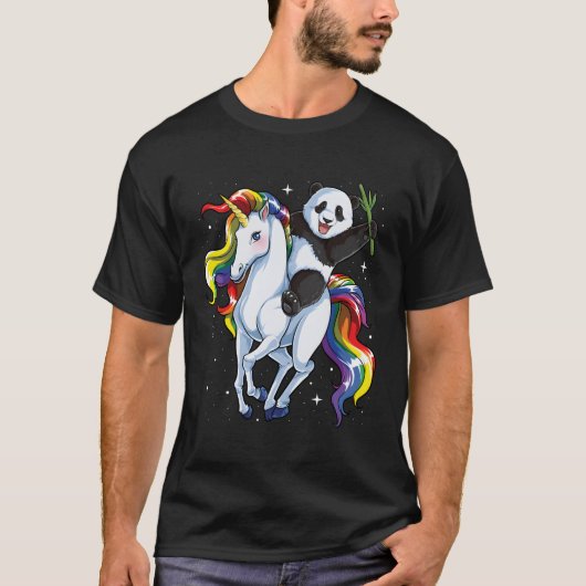 パンダ乗りユニコーンパンドラ(PANDA) Tシャツ (正面)