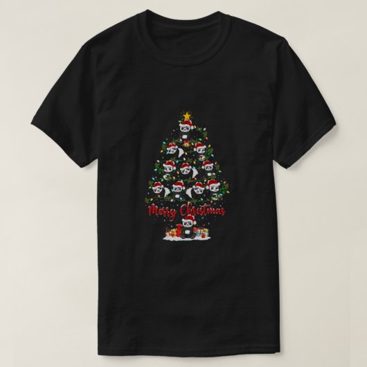 パンダ動物愛好家マッチングサンタパンダクリスマス Tシャツ (デザイン正面)