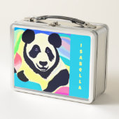 パンダ数々のー色の背景 メタルランチボックス (正面)