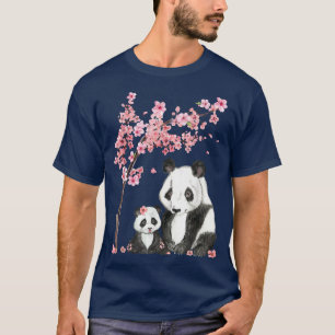 パンダ日本のさくらんぼブロッサムフラワー桜ツリーV Tシャツ