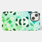 パンダ柄グリーンプリント iPhoneケース (裏面横)