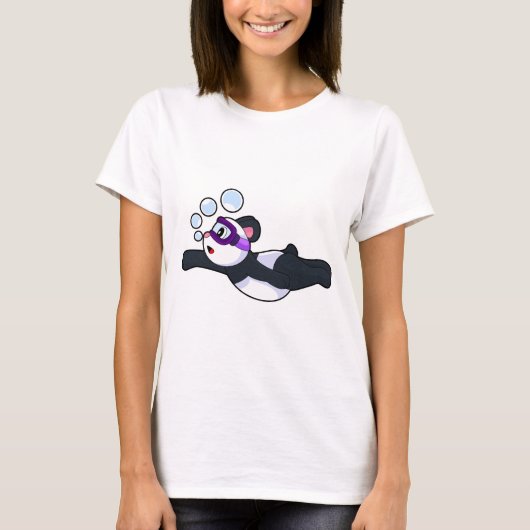 パンダ水泳ゴーグル夏 Tシャツ (正面)
