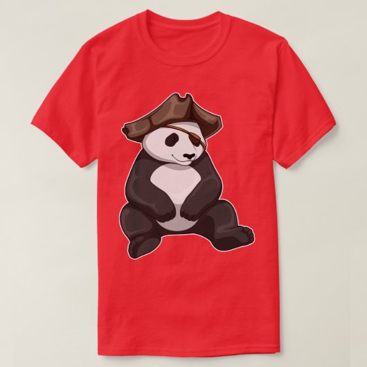 パンダ海賊 パイレーツ帽 Tシャツ (デザイン正面)