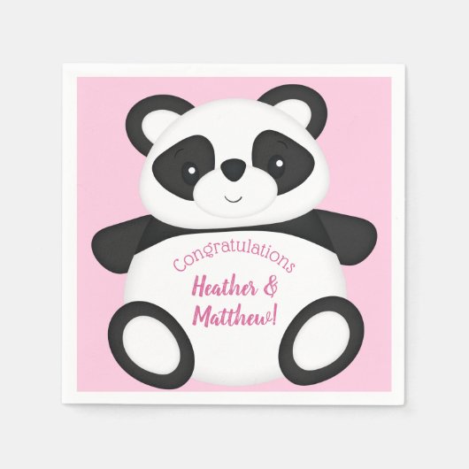 パンダ熊のベビーシャワー スタンダードカクテルナプキン (正面)
