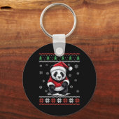 パンダ熊の醜いクリスマスクリスマス大人のお子様 キーホルダー (正面)