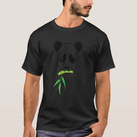 パンダ熊小さな竹の枝 Tシャツ (正面)