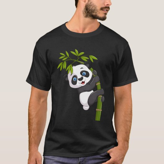 パンダ熊間抜け動物登山竹 Tシャツ (正面)