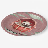 パンダ男女兼用ベアーレッドベビーシャワー ペーパープレート (アングル)