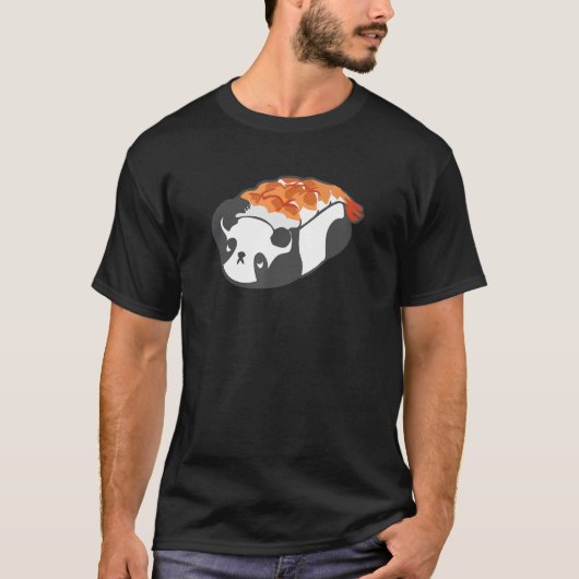 パンダ男性へ寿司の女が日本のかわいい Tシャツ (正面)
