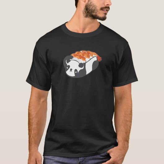 パンダ男性へ寿司の女が日本のかわいい Tシャツ (正面)
