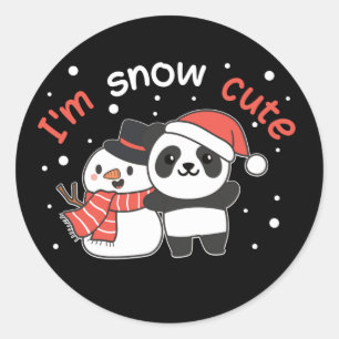 パンダ私は雪かわいい雪だるま雪パンクラシックラウンド ラウンドシール