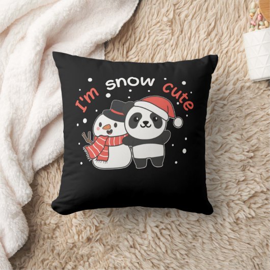 パンダ私は雪かわいい雪だるま雪パン クッション (ブランケット)