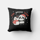 パンダ私は雪かわいい雪だるま雪パン クッション (正面)