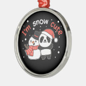 パンダ私は雪かわいい雪だるま雪プンセラミックオルナム メタルオーナメント (左)