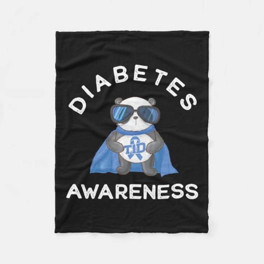 パンダ糖尿病型1型糖尿病認識度サポートK フリースブランケット (正面)