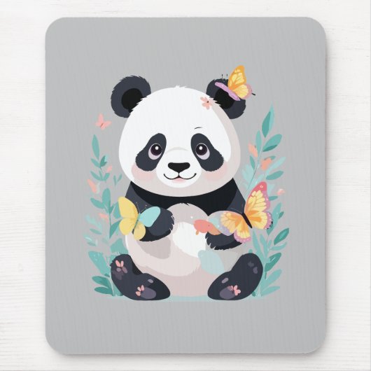 パンダ絵を描ベクター愛らしいおもしろい遊動物 マウスパッド (正面)