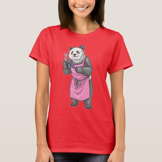 パンダ美容師ハサミコーム Tシャツ (正面)