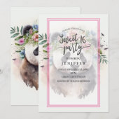 パンダ花水彩色 招待状 (正面/裏面)