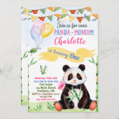 パンダ誕生日の招待1st最初の誕生日パーティー 招待状 (正面/裏面)