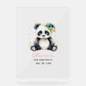 パンダ誕生日招待状パンダガール誕生日 アクリルサイン (正面)