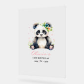 パンダ誕生日招待状パンダガール誕生日 アクリルサイン (傾斜)
