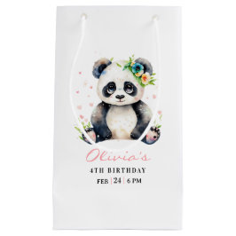 パンダ誕生日招待状パンダガール誕生日 スモールペーパーバッグ