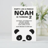 パンダ誕生日招待状白黒パーティー 招待状 (スタンド正面)