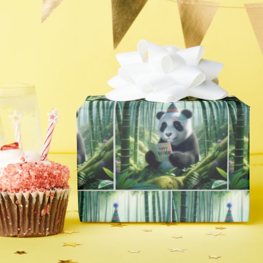 パンダ読ベアの誕生日カード ラッピングペーパー (誕生日パーティー)