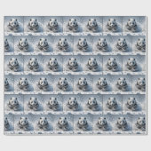 パンダ走ベア雪 ラッピングペーパー (フラット)