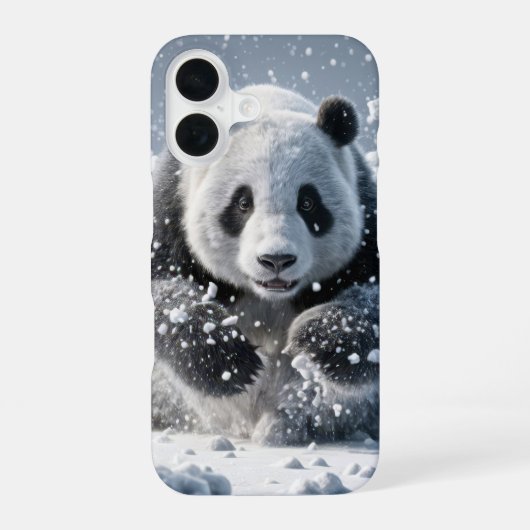 パンダ走ベア雪 iPhone 16ケース (裏面)