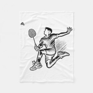 パンダ遊のバドミントン選手のシャトルバス フリースブランケット
