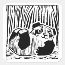 パンダ遊スクエアステッカー、光沢