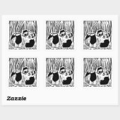 パンダ遊スクエアステッカー、光沢 スクエアシール (シート)