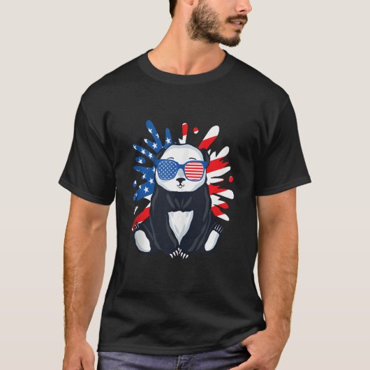 パンダ野生動物動物園飼育員パンダクマUSA Tシャツ (正面)