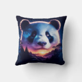 パンダ顔とシュールレアの森と夕日 クッション (裏面)