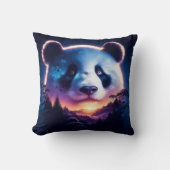 パンダ顔とシュールレアの森と夕日 クッション (正面)