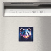 パンダ顔とシュールレアの森と夕日 マグネット (インサイチュ (食洗機))