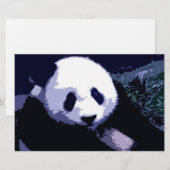 パンダ顔ポップ・アートのアート文房具 便箋 (正面/裏面)