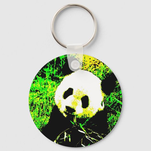 パンダ顔ポップ・アートのアート キーホルダー (正面)