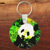 パンダ顔ポップ・アートのアート キーホルダー (正面)