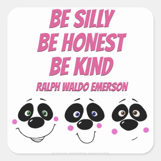 パンダ顔、ステッカー スクエアシール (正面)