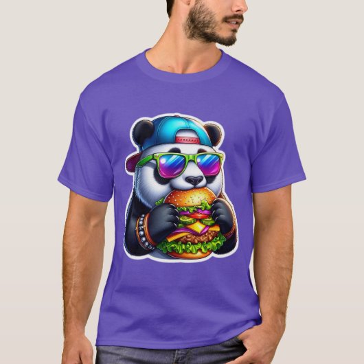 パンダ食べのチーズバーガー Tシャツ (正面)